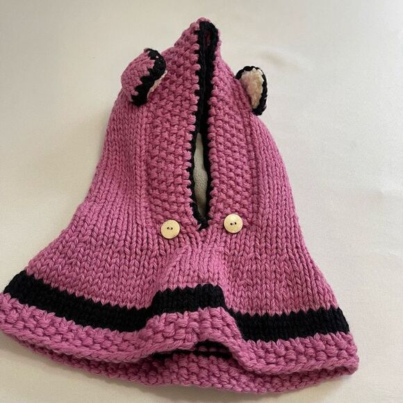 Nirvana Designs Hand Knit Pink Purple Cat Fox Wool Hat main image 4